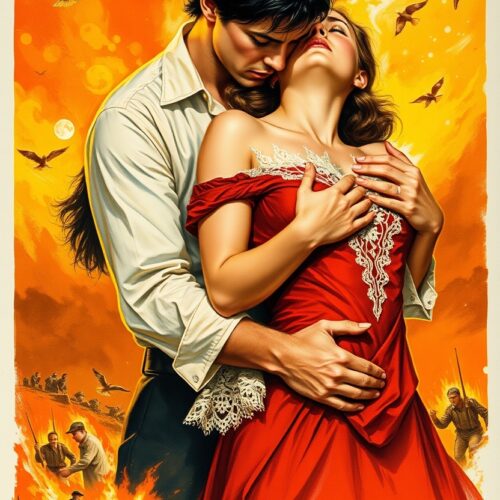 Romantic War Drama Poster – Passion & Conflict Vintage Art Print picture