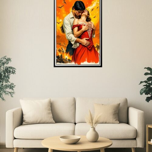 Romantic War Drama Poster – Passion & Conflict Vintage Art Print picture