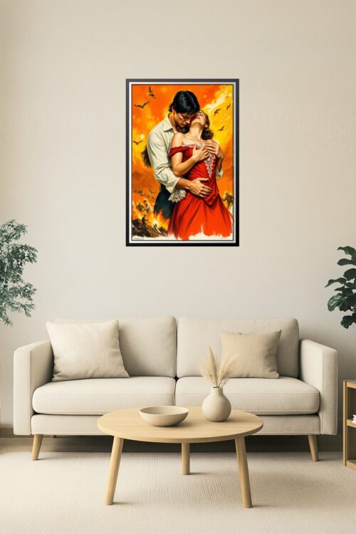 Romantic War Drama Poster – Passion & Conflict Vintage Art Print picture