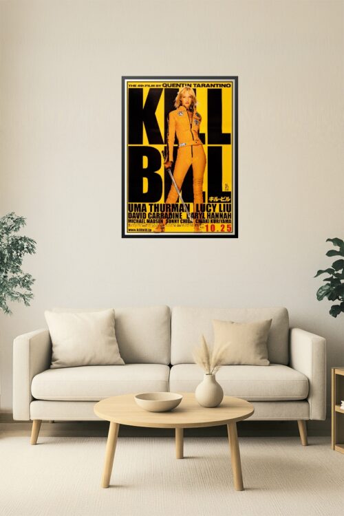 Kill Bill Movie Reproduction Poster – Uma Thurman Yellow Suit Katana Tribute (Tarantino Film) picture