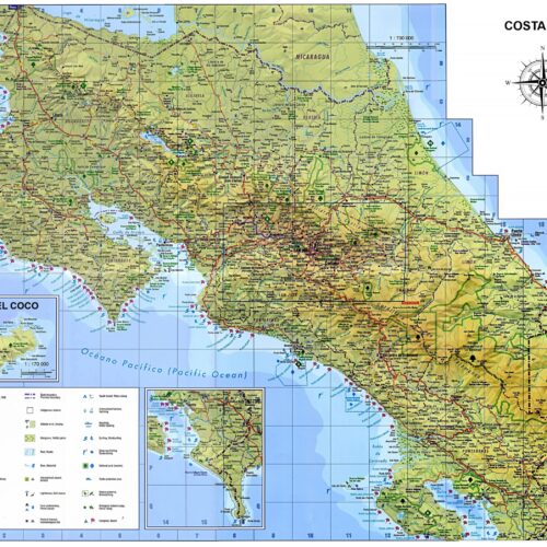 Physical Map of Costa Rica Poster – Tourist Landmarks & National Parks picture