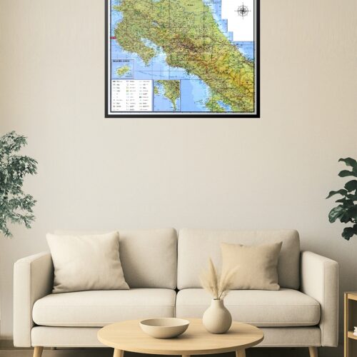 Physical Map of Costa Rica Poster – Tourist Landmarks & National Parks picture