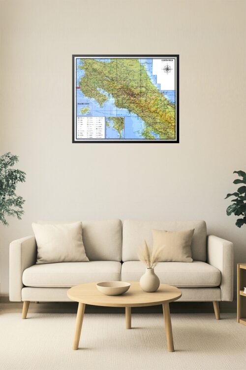 Physical Map of Costa Rica Poster – Tourist Landmarks & National Parks picture