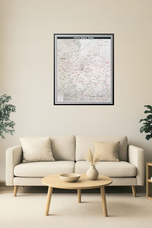 Darfur Region Map Poster – Sudan & Border Areas with Chad, South Sudan, CAR picture