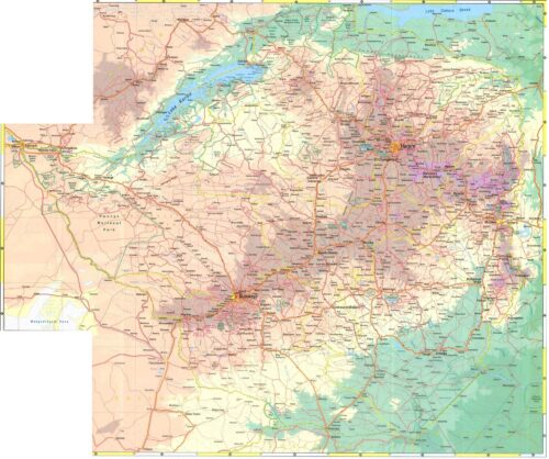 Zimbabwe Detailed Road & Terrain Map Poster – Cities, Parks & Borders picture