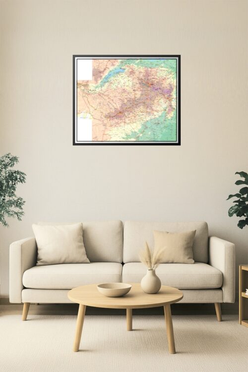 Zimbabwe Detailed Road & Terrain Map Poster – Cities, Parks & Borders picture