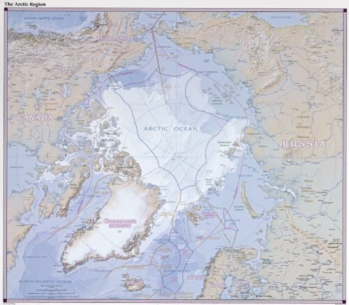Arctic Region Relief Map Poster – Polar Geography & Oceanic Boundaries picture