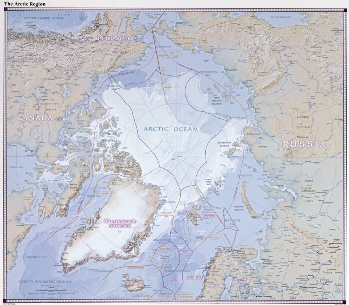 Arctic Region Relief Map Poster – Polar Geography & Oceanic Boundaries picture
