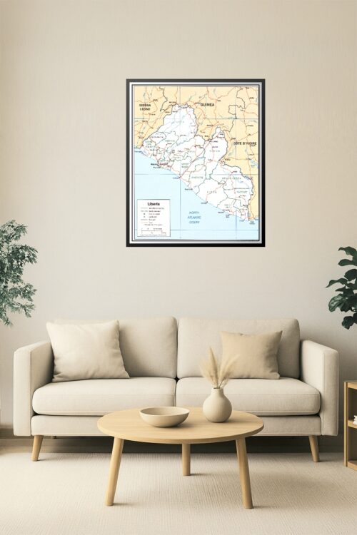 Liberia Political Map Poster – Counties, Roads & Borders picture
