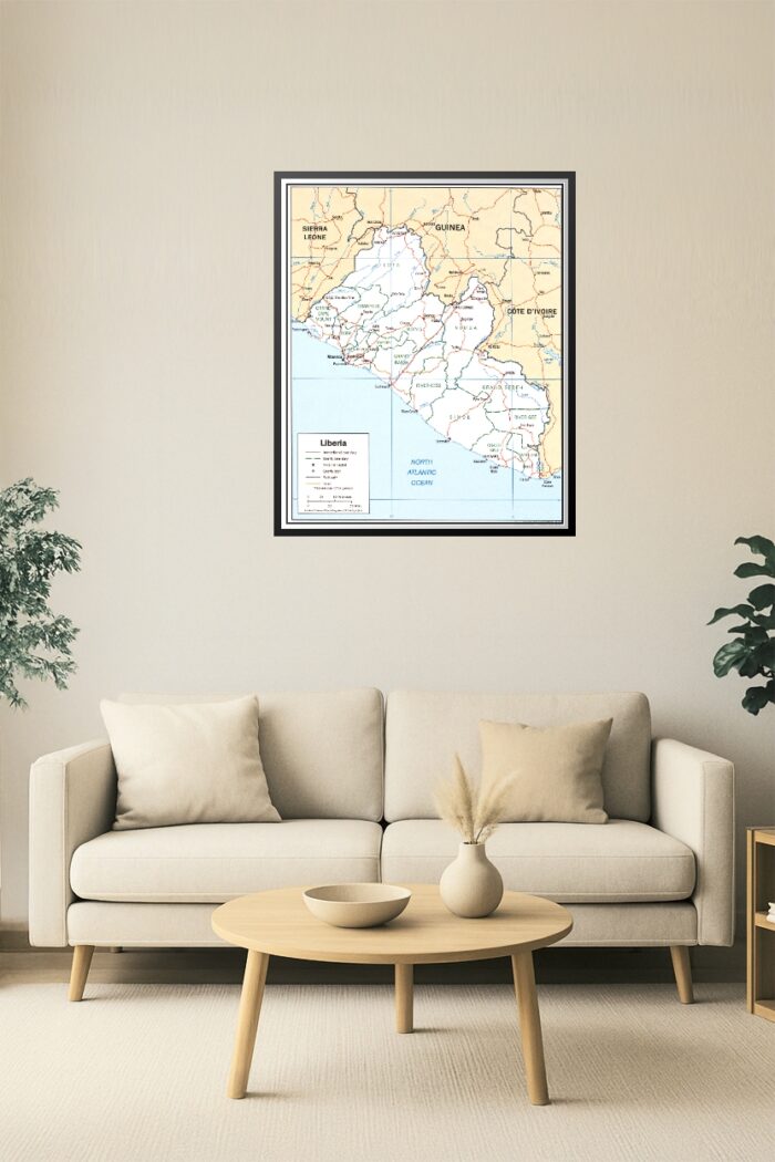 Liberia Political Map Poster – Counties, Roads & Borders picture