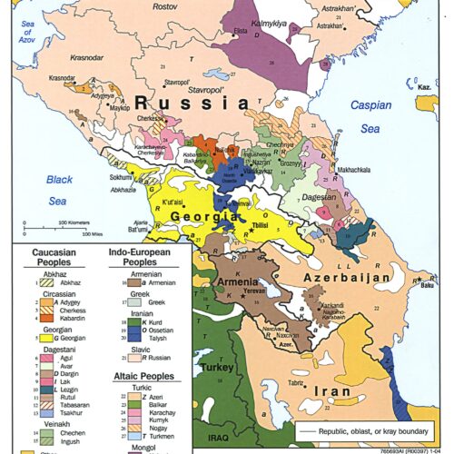 Caucasus Region Ethnolinguistic Map Poster – Cultural & Language Groups picture