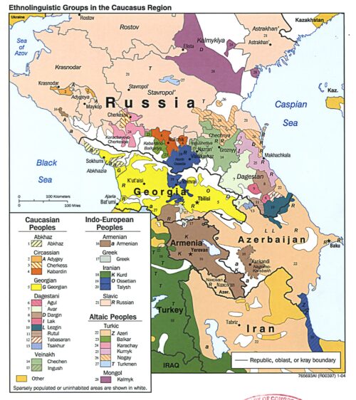 Caucasus Region Ethnolinguistic Map Poster – Cultural & Language Groups picture