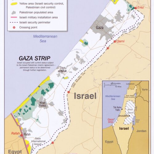 Gaza Strip Conflict Zone Map Poster – Israel & Palestinian Territories picture