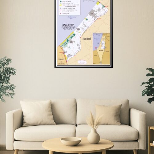 Gaza Strip Conflict Zone Map Poster – Israel & Palestinian Territories picture