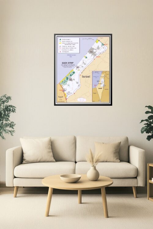 Gaza Strip Conflict Zone Map Poster – Israel & Palestinian Territories picture