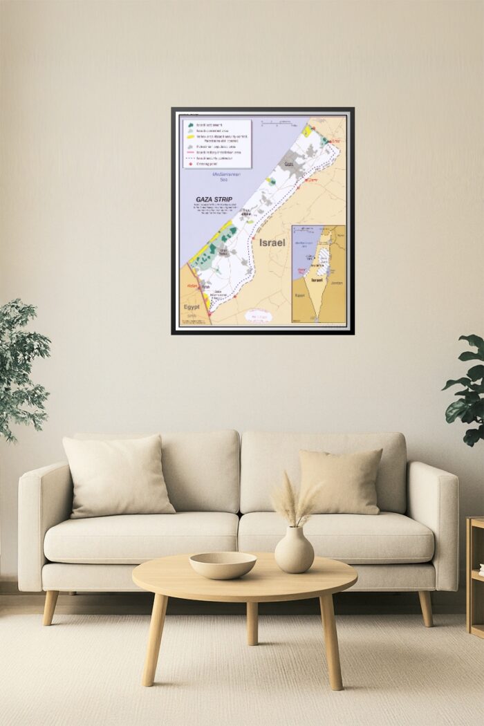 Gaza Strip Conflict Zone Map Poster – Israel & Palestinian Territories picture