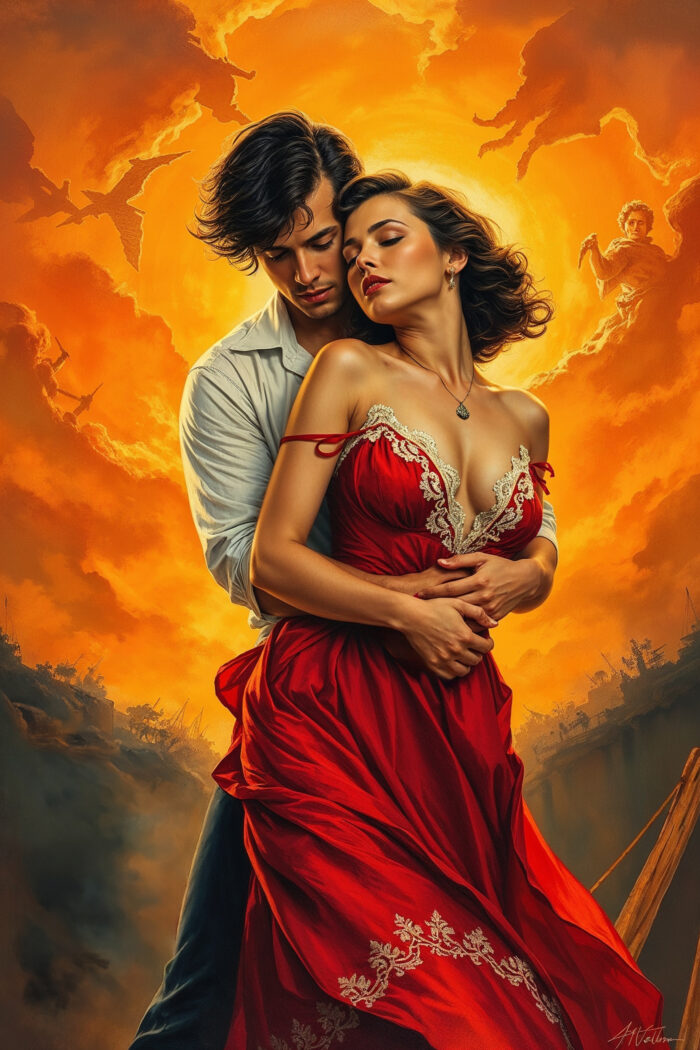 Wartime Romance Poster – Passion & Drama Vintage-Style Art Print picture