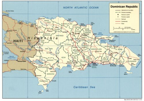 Dominican Republic Map Poster – Provinces, Roads & Borders of Hispaniola picture