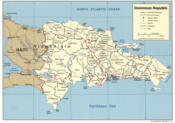 Dominican Republic Map Poster – Provinces, Roads & Borders of Hispaniola picture