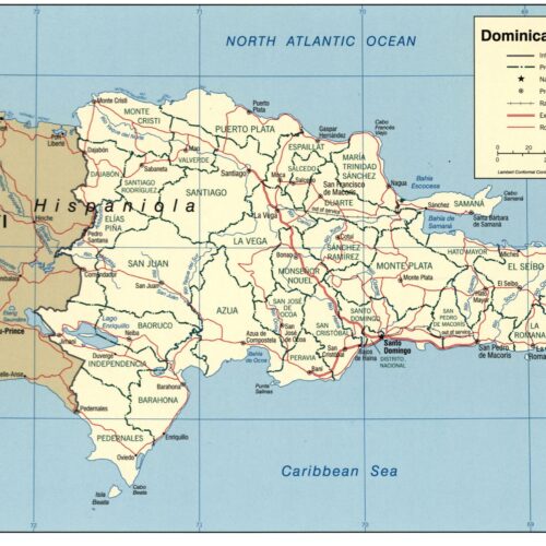 Dominican Republic Map Poster – Provinces, Roads & Borders of Hispaniola picture