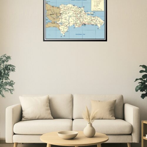 Dominican Republic Map Poster – Provinces, Roads & Borders of Hispaniola picture