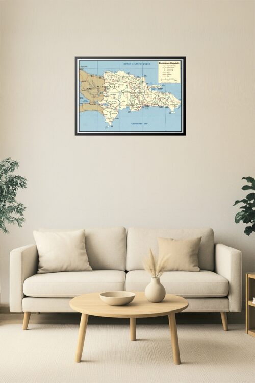 Dominican Republic Map Poster – Provinces, Roads & Borders of Hispaniola picture