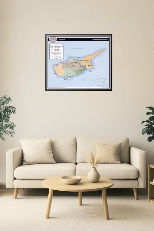 Cyprus Map Poster – Administrative Divisions with Buffer Zones picture
