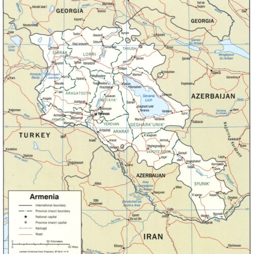 Armenia Map Poster – Provinces and International Borders picture