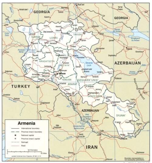 Armenia Map Poster – Provinces and International Borders picture