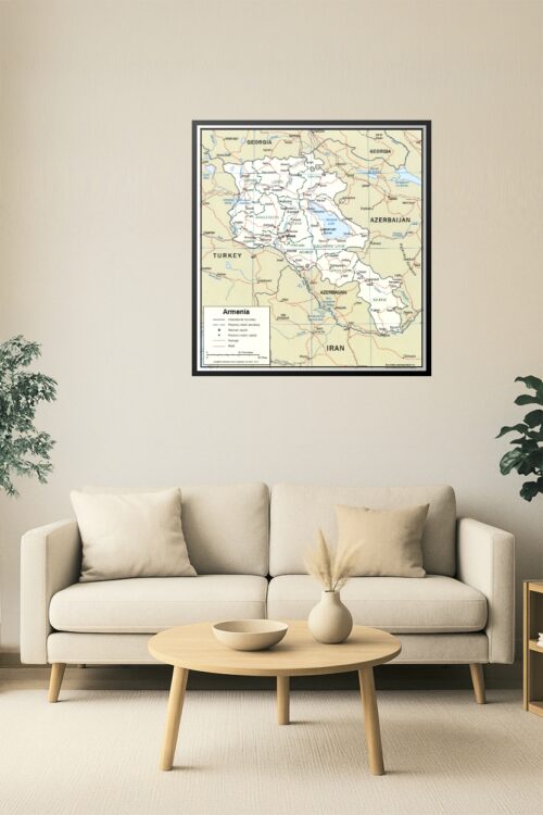 Armenia Map Poster – Provinces and International Borders picture