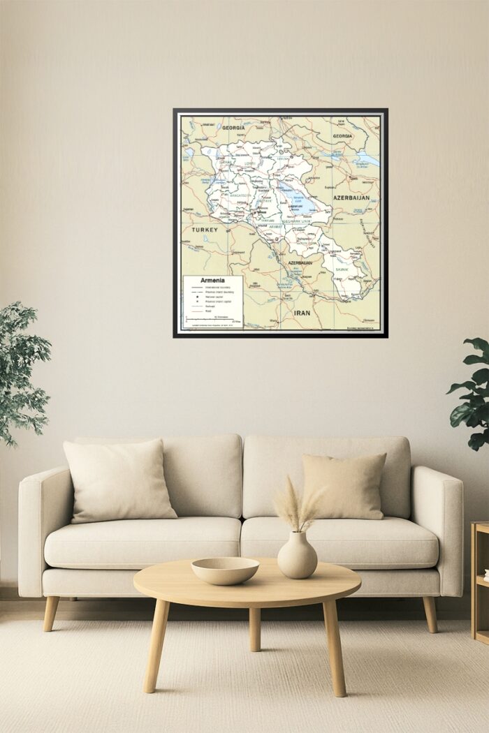 Armenia Map Poster – Provinces and International Borders picture