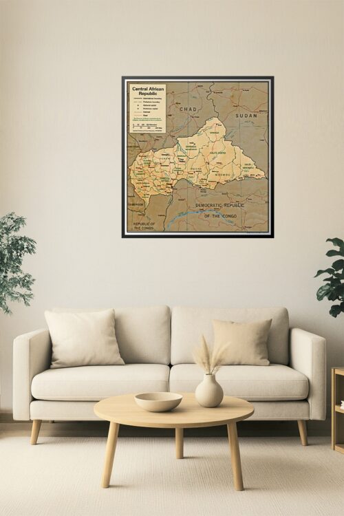 Central African Republic Map Poster – Political & Geographic Borders picture