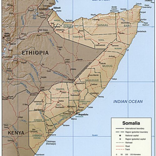 Somalia Political Map – Regional Boundaries, Roads & Capital Cities picture