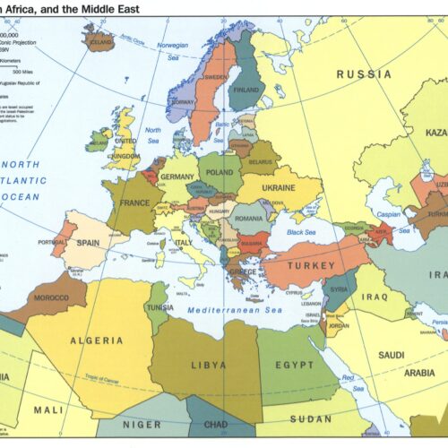 Europe, North Africa & Middle East Political Map – Detailed Regional Overview picture