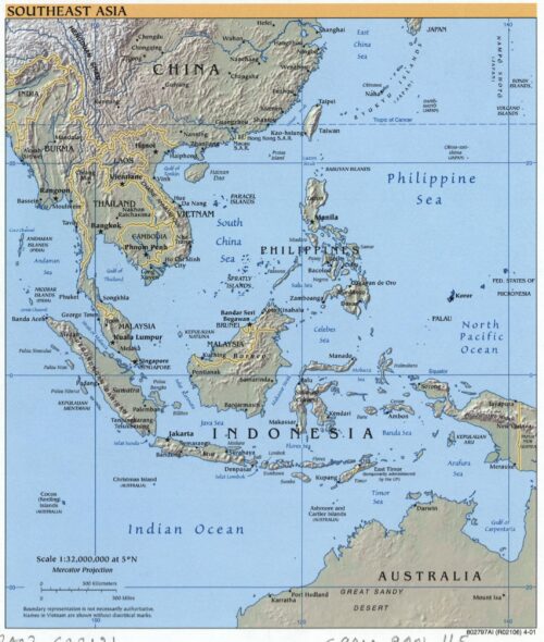 Southeast Asia Map – Detailed Political and Geographical Wall Poster picture