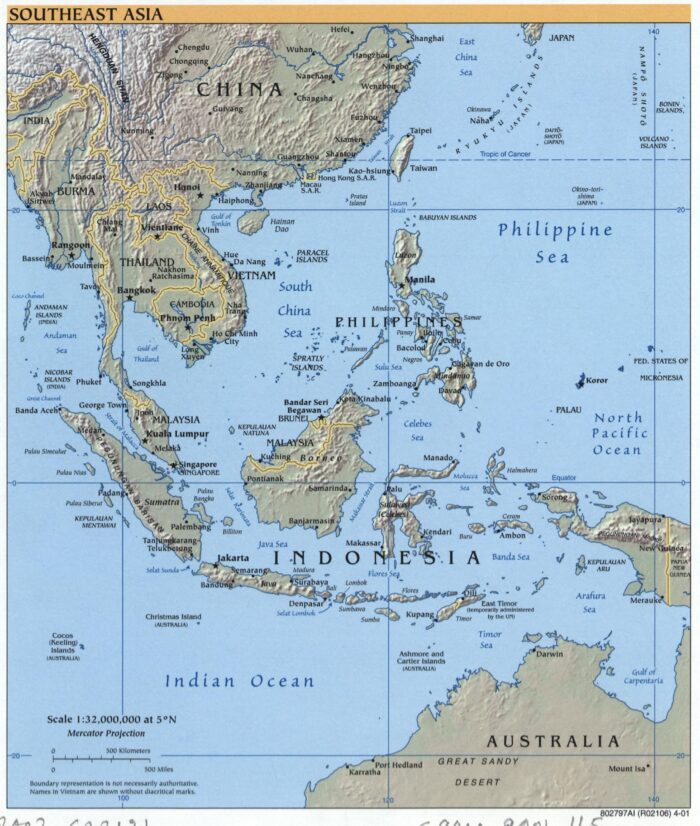 Southeast Asia Map – Detailed Political and Geographical Wall Poster picture