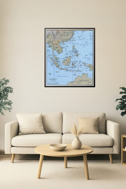 Southeast Asia Map – Detailed Political and Geographical Wall Poster picture