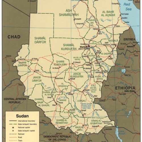 Sudan Map – Administrative Divisions and State Capitals Poster picture