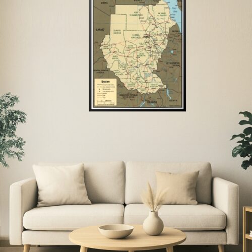 Sudan Map – Administrative Divisions and State Capitals Poster picture
