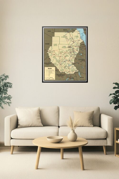 Sudan Map – Administrative Divisions and State Capitals Poster picture