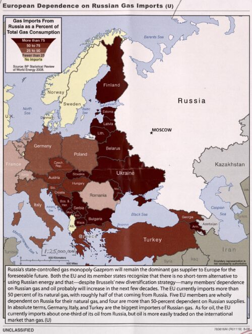 European Dependence on Russian Gas Imports Map – Geopolitical Energy Poster picture