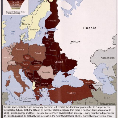 European Dependence on Russian Gas Imports Map – Geopolitical Energy Poster picture