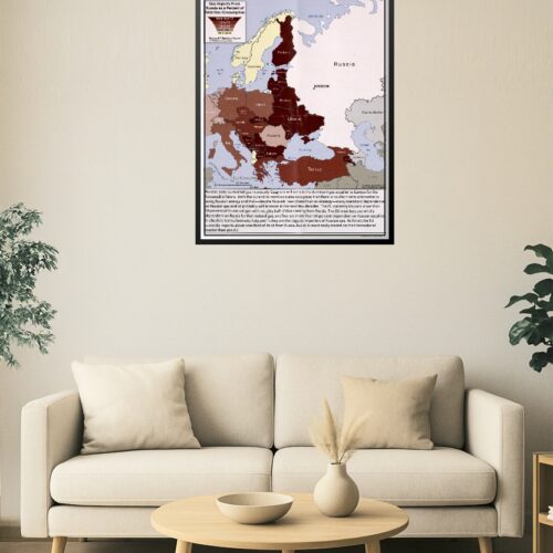 European Dependence on Russian Gas Imports Map – Geopolitical Energy Poster picture
