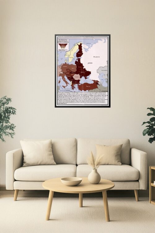 European Dependence on Russian Gas Imports Map – Geopolitical Energy Poster picture