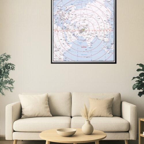 Azimuthal Equidistant Projection Map Centered on Kabul, Afghanistan – Distance Rings Map picture
