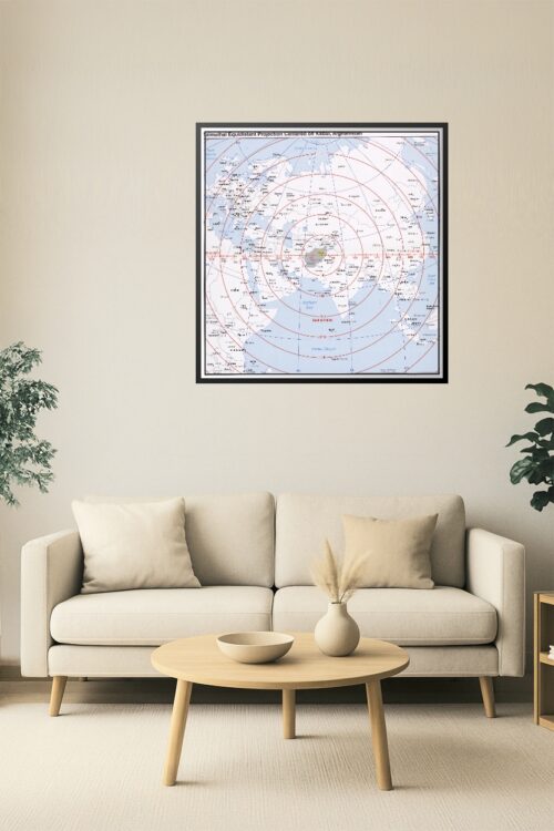 Azimuthal Equidistant Projection Map Centered on Kabul, Afghanistan – Distance Rings Map picture