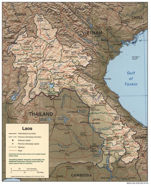 Laos Administrative & Topographic Map – Political and Physical Boundaries (2003) picture