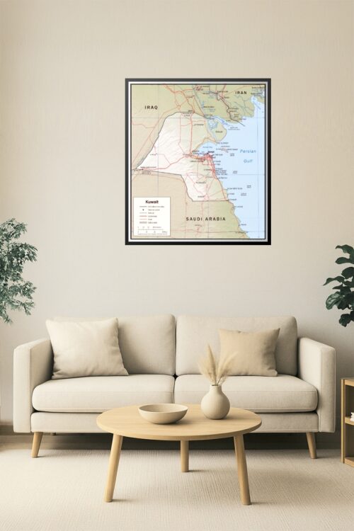 Kuwait Political Map with Roads, Rail, and Border Detail – 2006 Edition picture