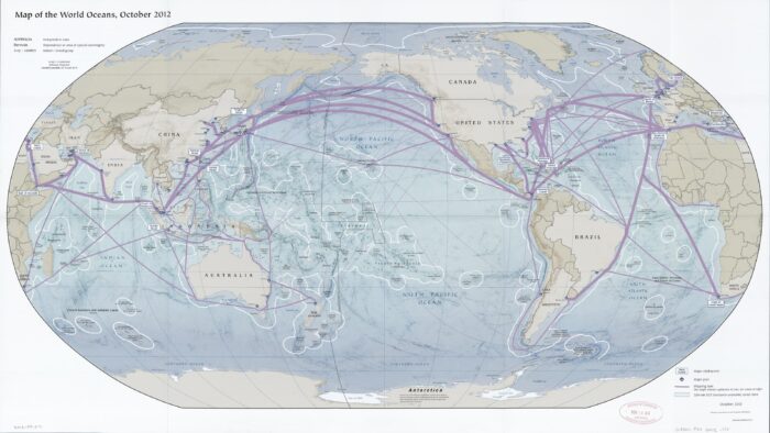 Map of the World Oceans – Global Shipping Lanes & Ports (2012 Edition) picture