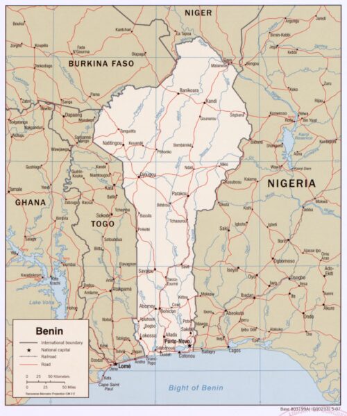 Benin Political Poster Map – West Africa Borders, Roads & Capitals picture